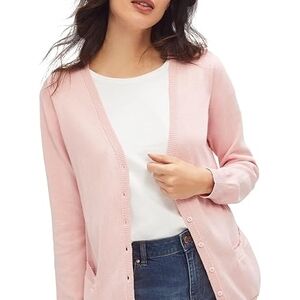 Philosophy Pink Cardigan Sweater Lightweight Knit